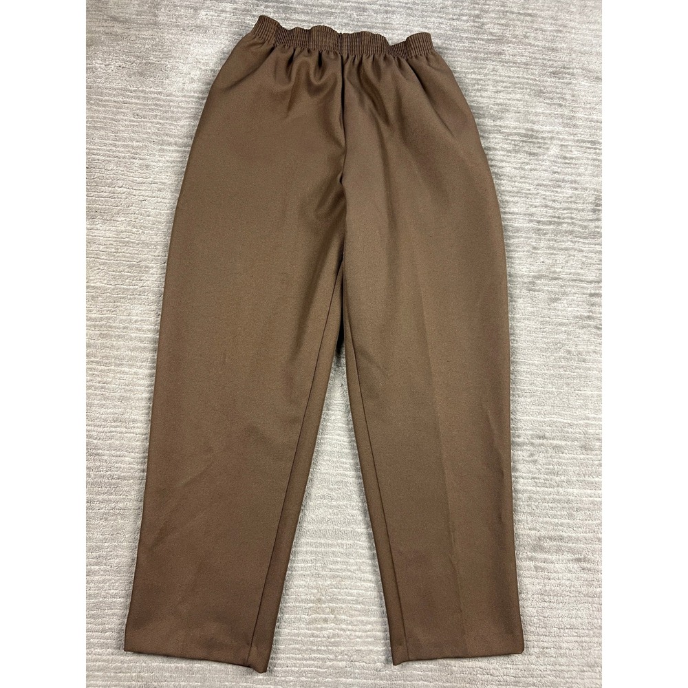 BonWorth Pants Women Small Petite Brown Pull On Straight Leg Elastic Waist 66007